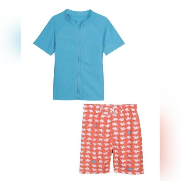 Boy’s Short Sleeve Rash Guard Set – “Dino-Mite” - Picture 1 of 2